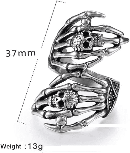 Fierce Punk Unisex SZ 8 Full Finger Skull Skeleton Ring (Unisex)