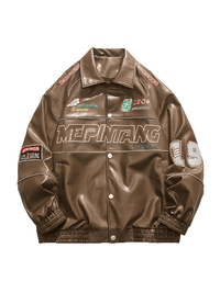 Vintage PU Leather Racing "Mepintang" 19 Jacket (Men)