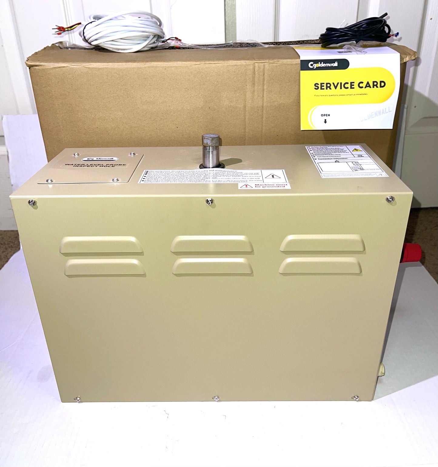 CGOLDENWALL 6KW Commercial Self-Draining Steam Generator Shower System Home Steam Bath Spa Generator 30 min to 12 Hours with Auto Drain 95-131℉ for Suitable Space Heating 6 m³/212 Cubic feet (6KW)