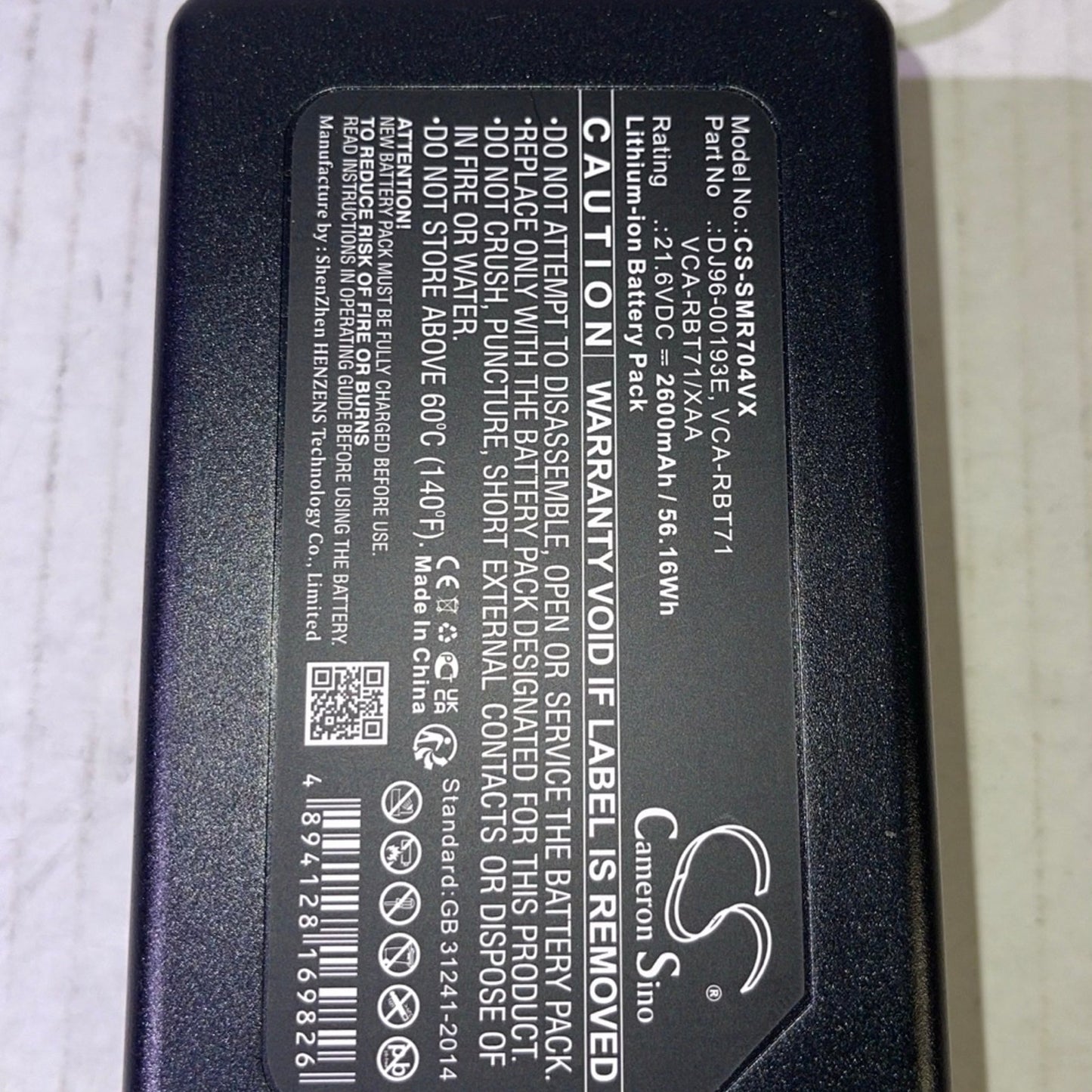 2600mAh / 56.16Wh Replacement Battery for Samsung DJ96-00193E, VCA-RBT71, PowerBo