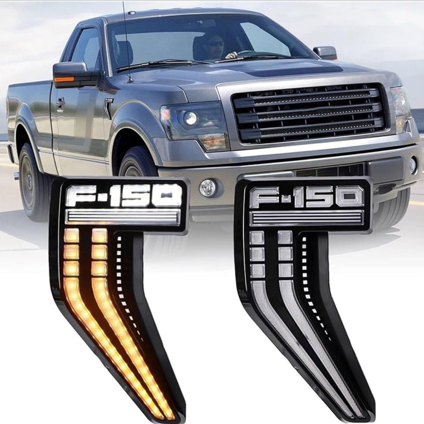 LED Side Fender Marker Light Dynamic Turn Signal for Ford F150 Raptor 2021-2025