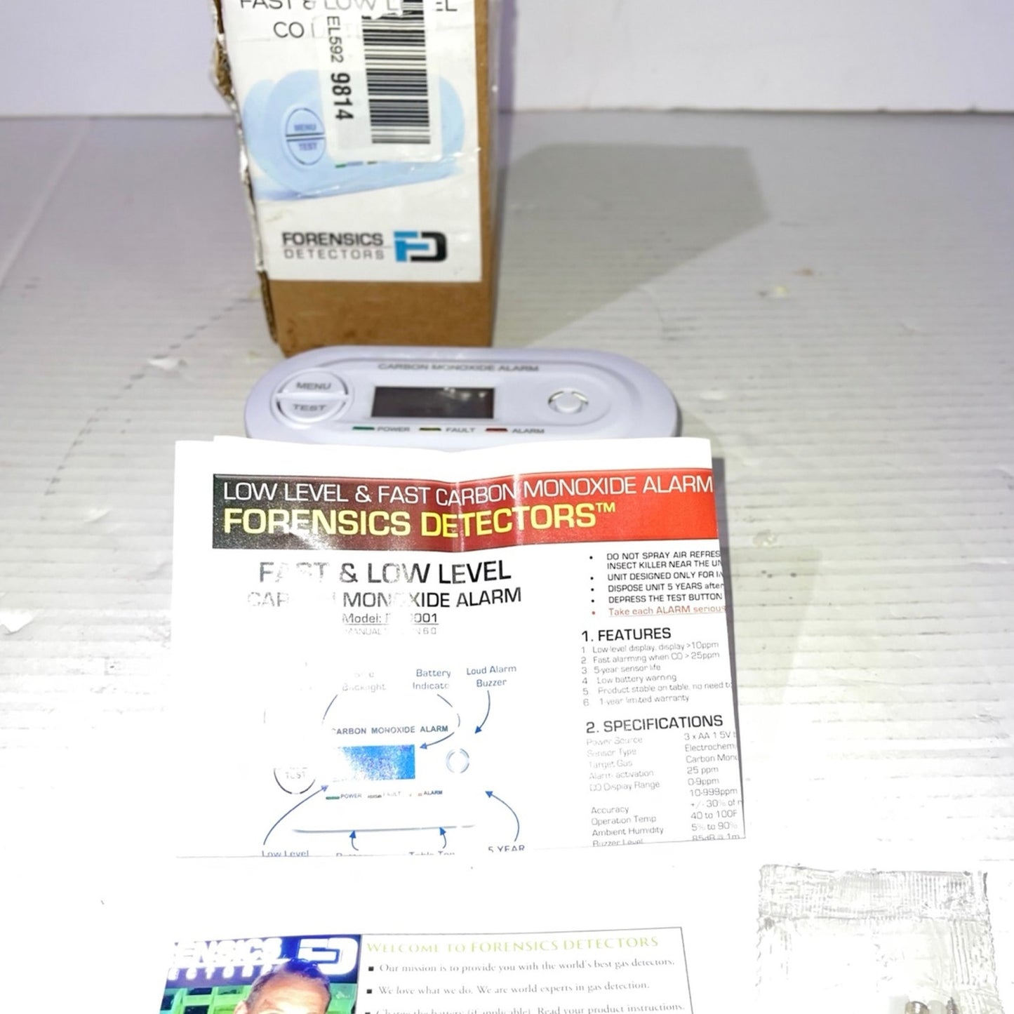 Fast Low Level CO Monitor by Forensics | Offices, Classrooms, Home, Retail | > 10ppm Display | 25ppm Alarm