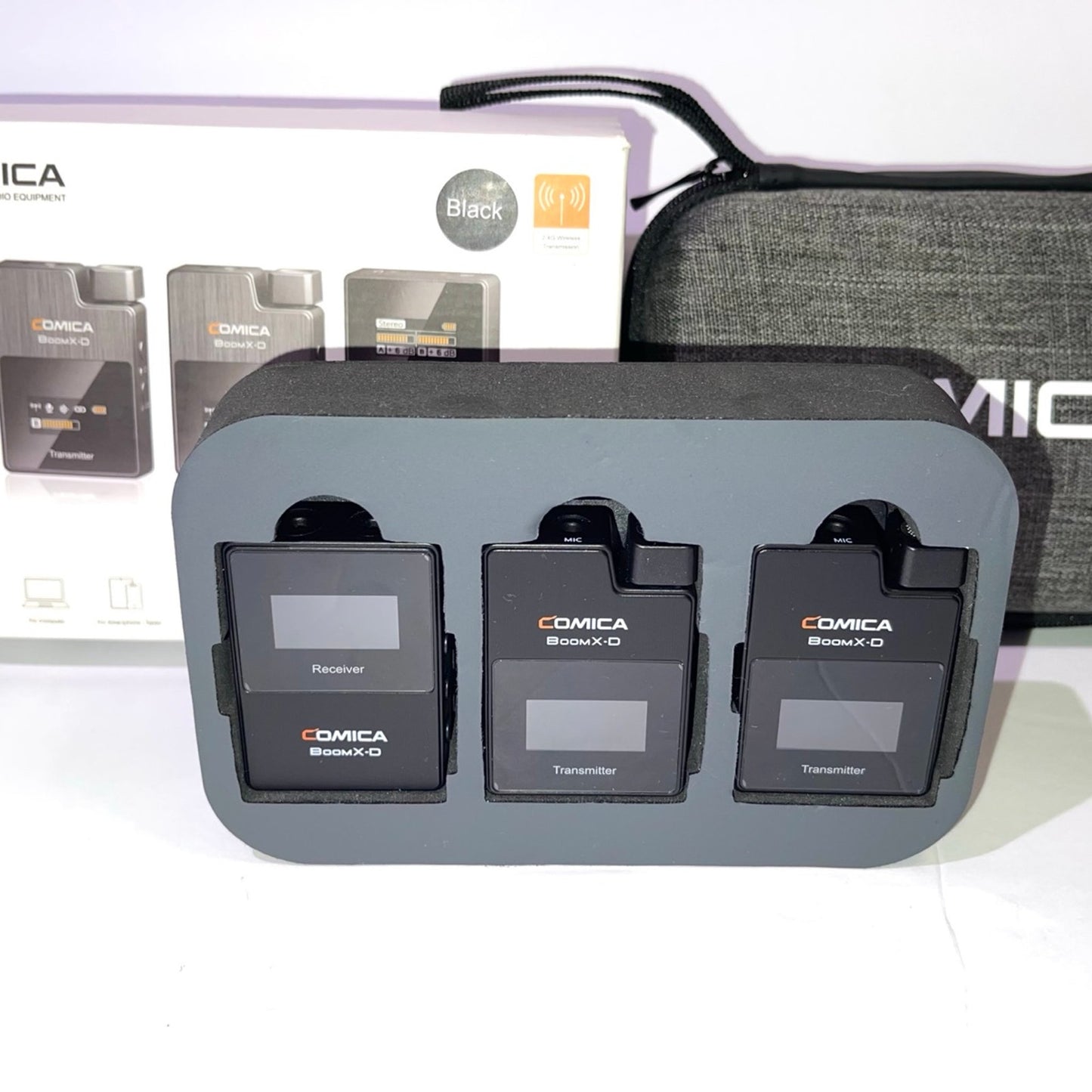 COMICA BoomX-D2 Wireless Lavalier Microphone, 2.4G Dual Lapel Mic with 2 Transmitters, Noise Cancellation, 656ft Range, with iPhone, Android, Camera, for YouTube Video Recording Streaming