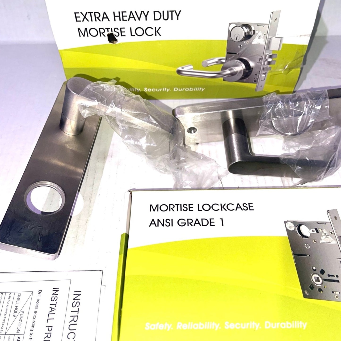 Commercial Heavy Duty Mortise Lock Escutcheon Plate Handle Set for Entrance/Office Front Door F20