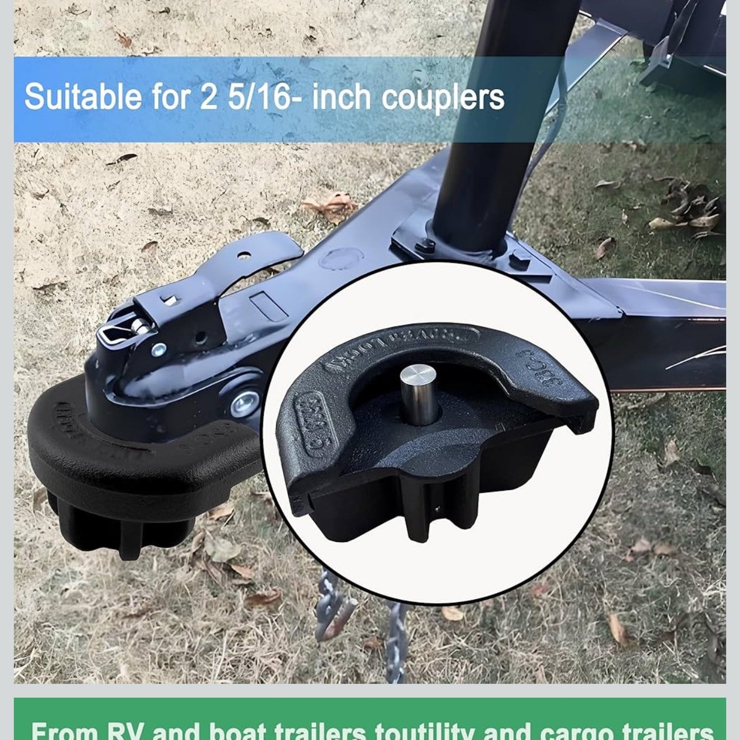 2 5/16” Trailer Lock,Heavy-Duty Anti Theft Trailer Hitch Lock Stainless Steel Locking Pin,Trailer Coupler Lock for Trailers RVs Trucks Boatsock,Heavy-Duty Anti Theft Trailer Hitch Lock Stainless Steel Lo