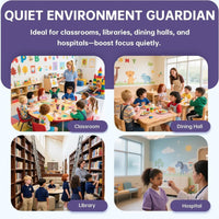 Noise Detector with Traffic Light Alert & Adjustable dB Threshold & Volume, Temp & Humidity Display, Metal Housing, for Classroom Noise Control, Fun Interaction for Easy Noise Management