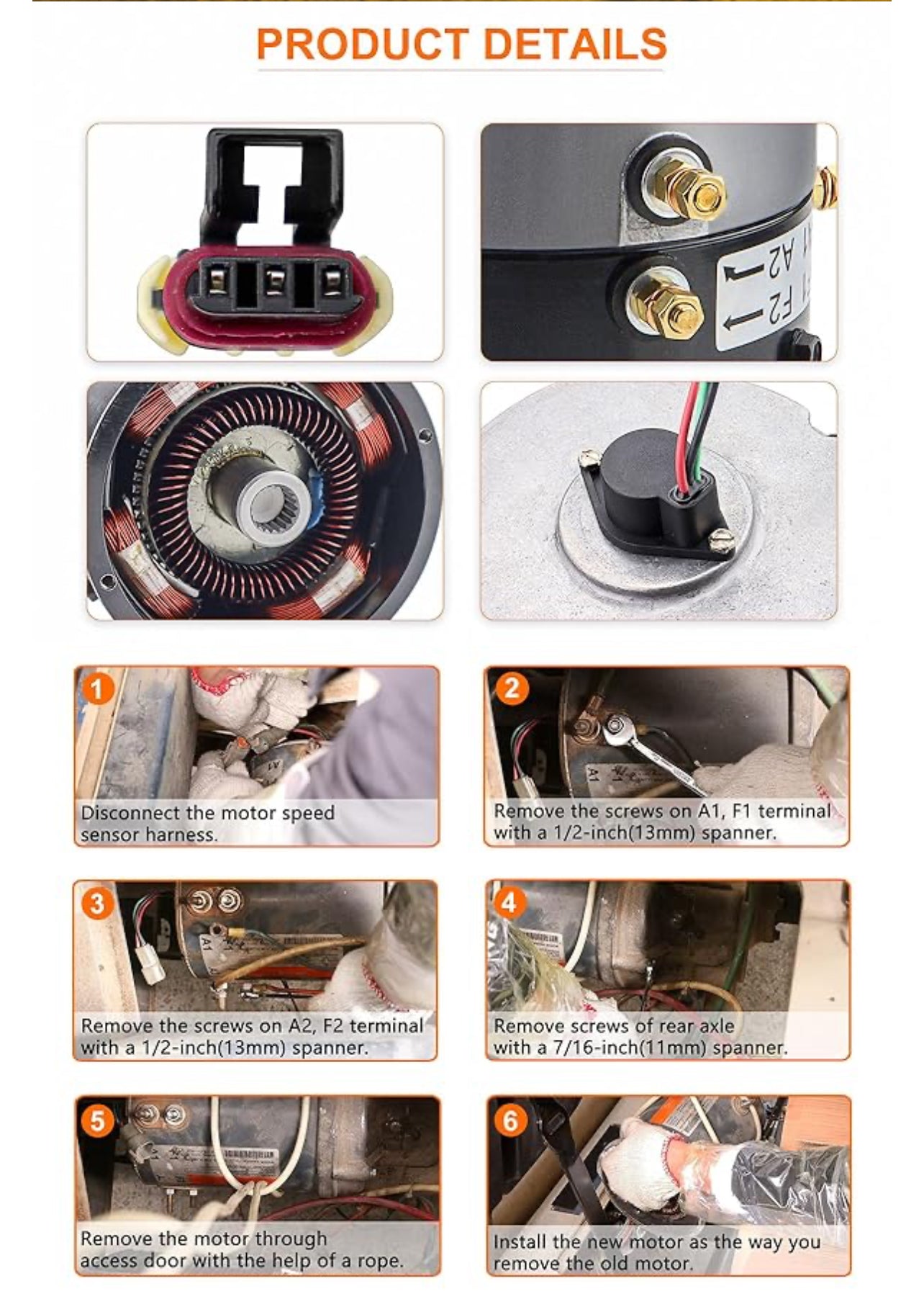 DC Motor 48V 2.6KW 3.5HP DM430 For Yamaha for Hitachi Golf Carts G29 Drive