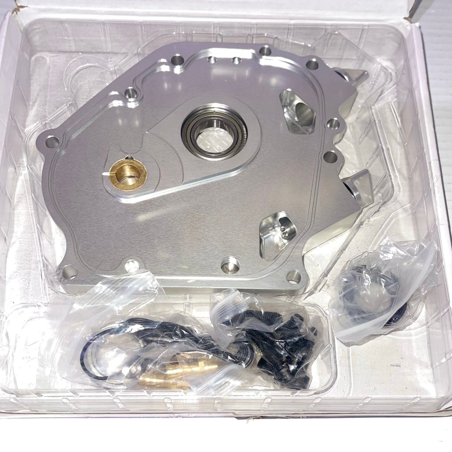 Dual Bearing Billet Side cover For GX200/Clone 196 Predator Hemi, Ghost, Tillotson 212 and 224 Engine Silver