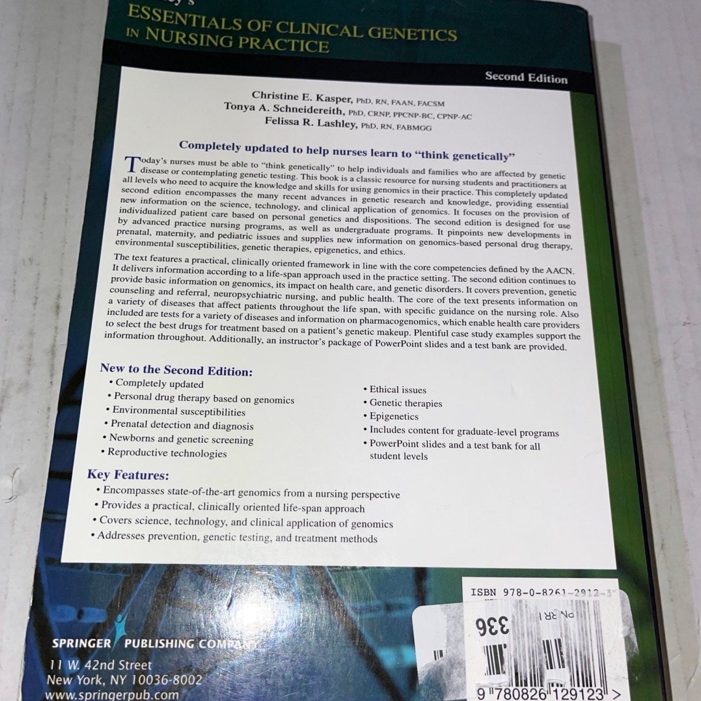 Lashley's Essentials of Clinical Genetics in Nursing Practice 2nd Edition ISBN-13: 978-0826129123, ISBN-10: 0826129129