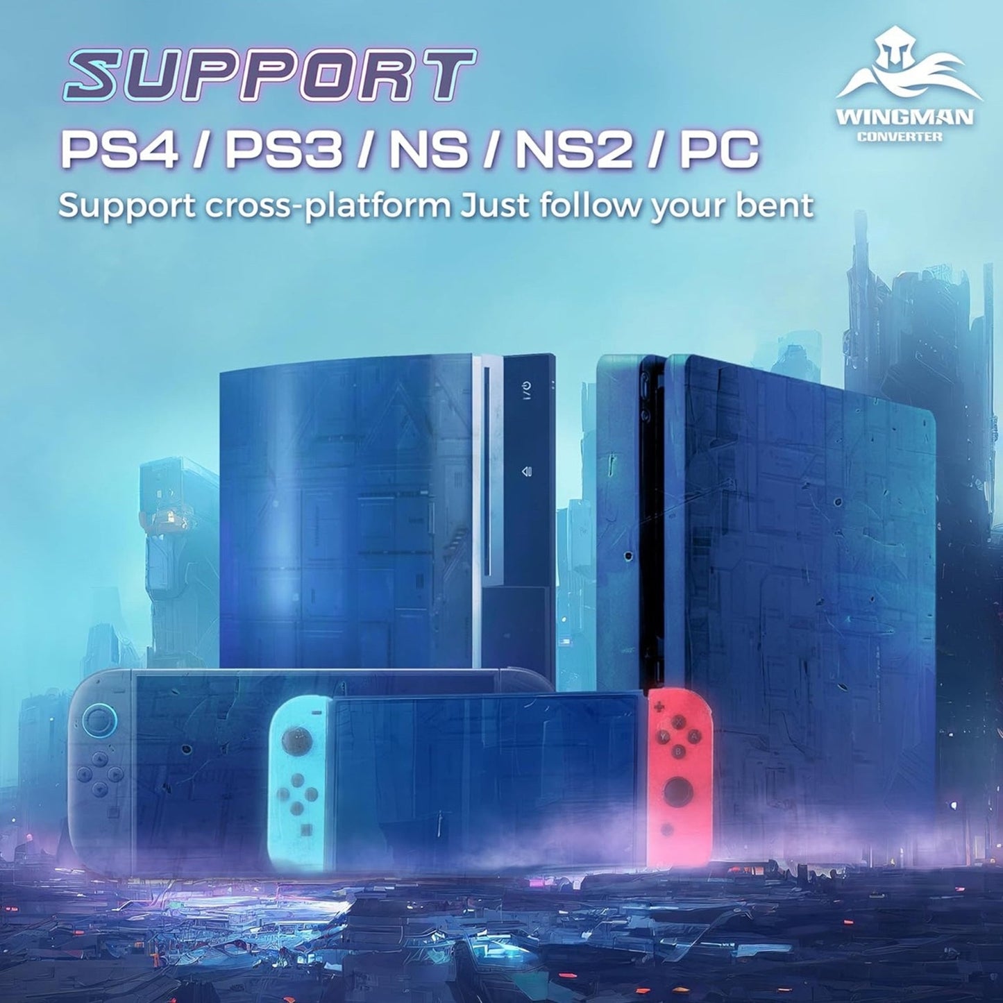 Brook Wingman XE2 Wireless Controller Adapter [Exclusive Version] – 2-in-1 Converter for PS4, Xbox Series, NS, NS 2 & PC – Supports Turbo, Remap, Lag-Free Play – Includes Keychain