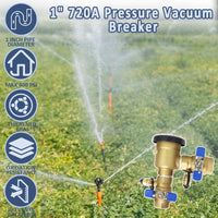 1"720A Pressure Vacuum Breaker Assembly – Thickened Brass Vacuum Breaker For Sprinkler, Back Flow Preventer Valve for Irrigation Systems & Commercial Water