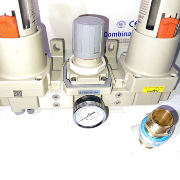 NANPU 1" NPT Air Filter, Regulator & Lubricator (FRL) Combo - Water/Oil Trap Separator - Pressure Gauge (0-150 psi)