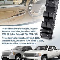 20835553 Front Driver Side Master Door Lock & Power Window Switch Fit for Chevy Silverado Suburban Tahoe Avalanche GMC Sierra Yukon Yukon XL Cadillac Escalade