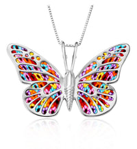 Handmade Polymer Clay Butterfly 925 Sterling Silver Pendant Set (Women)