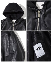 VEGAN LEATHER BLACK HOODED JACKET (MEN)