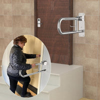 Toilet Grab Bar 22” Flip Up Grab Bar Paper Holder, Polished Chrome Anti-Slip Safety Bars for Toilet, Stainless Steel Knurled Toilet Handles for Seniors Disabled Elderly Pregnant YuanDe