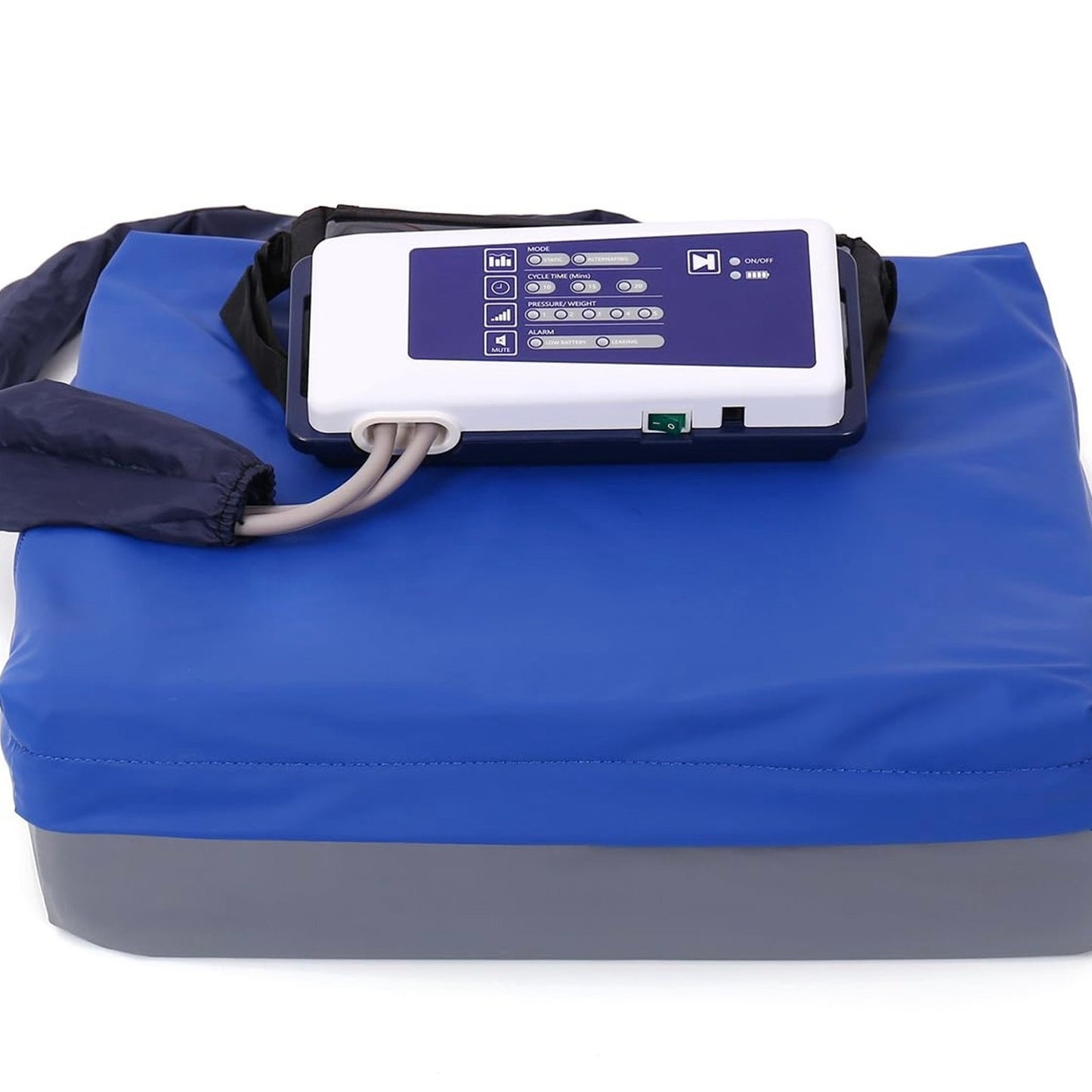 Alternating Pressure Seat Cushion for Wheelchairs with 24 Hour Air Pump Self Inflating Air Cell Cushion Pad for Pressure Relief Ulcer & Bed Sore Prevention Relieve Coccyx Tailbone Pain