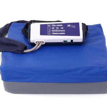 Alternating Pressure Seat Cushion for Wheelchairs with 24 Hour Air Pump Self Inflating Air Cell Cushion Pad for Pressure Relief Ulcer & Bed Sore Prevention Relieve Coccyx Tailbone Pain