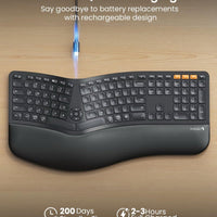 ProtoArc Backlit Bluetooth Ergonomic Keyboard, EK01 Plus Full Size Wireless Spli