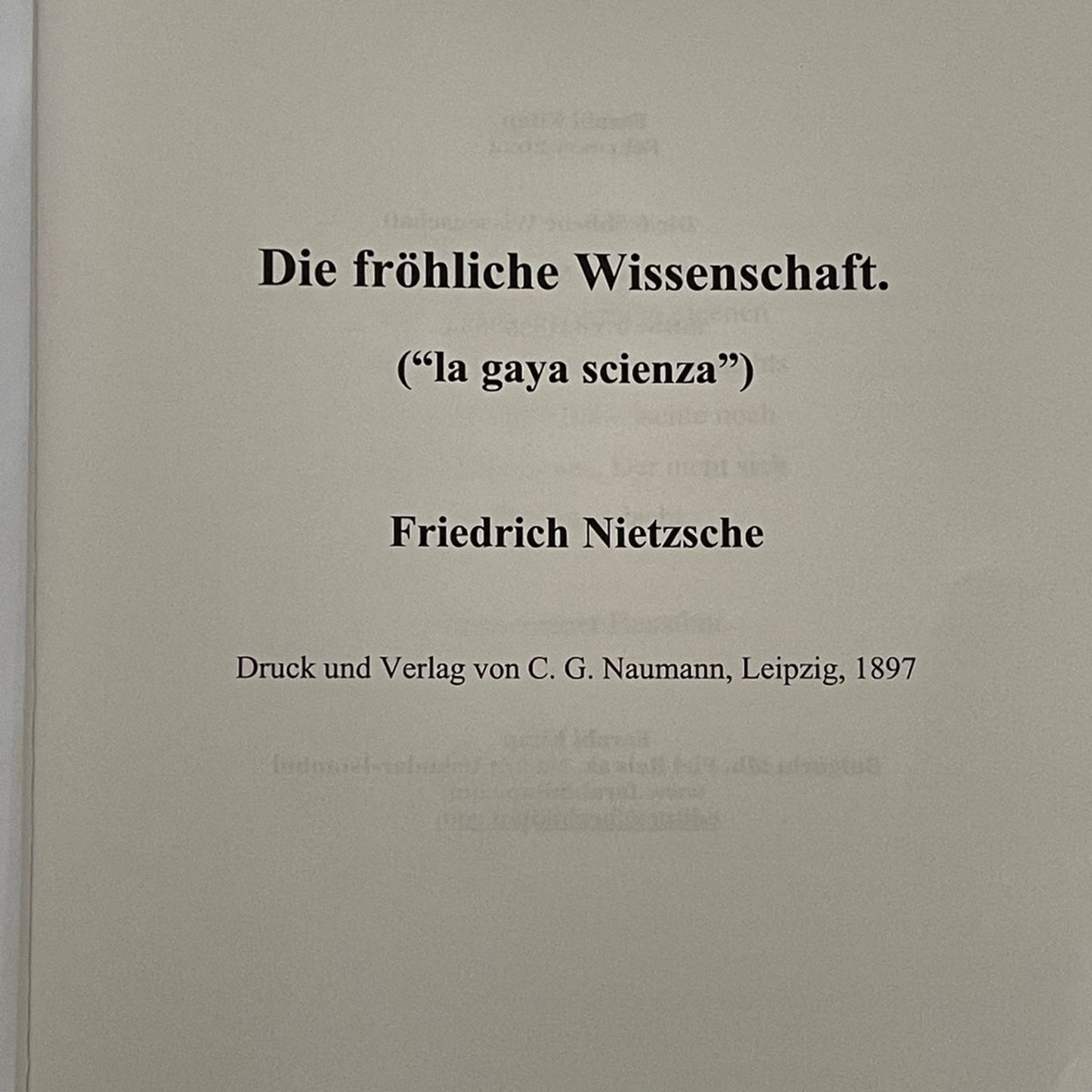 Die Frohliche Wissenschaft: ("La Gaya Scienza") (German Edition)
