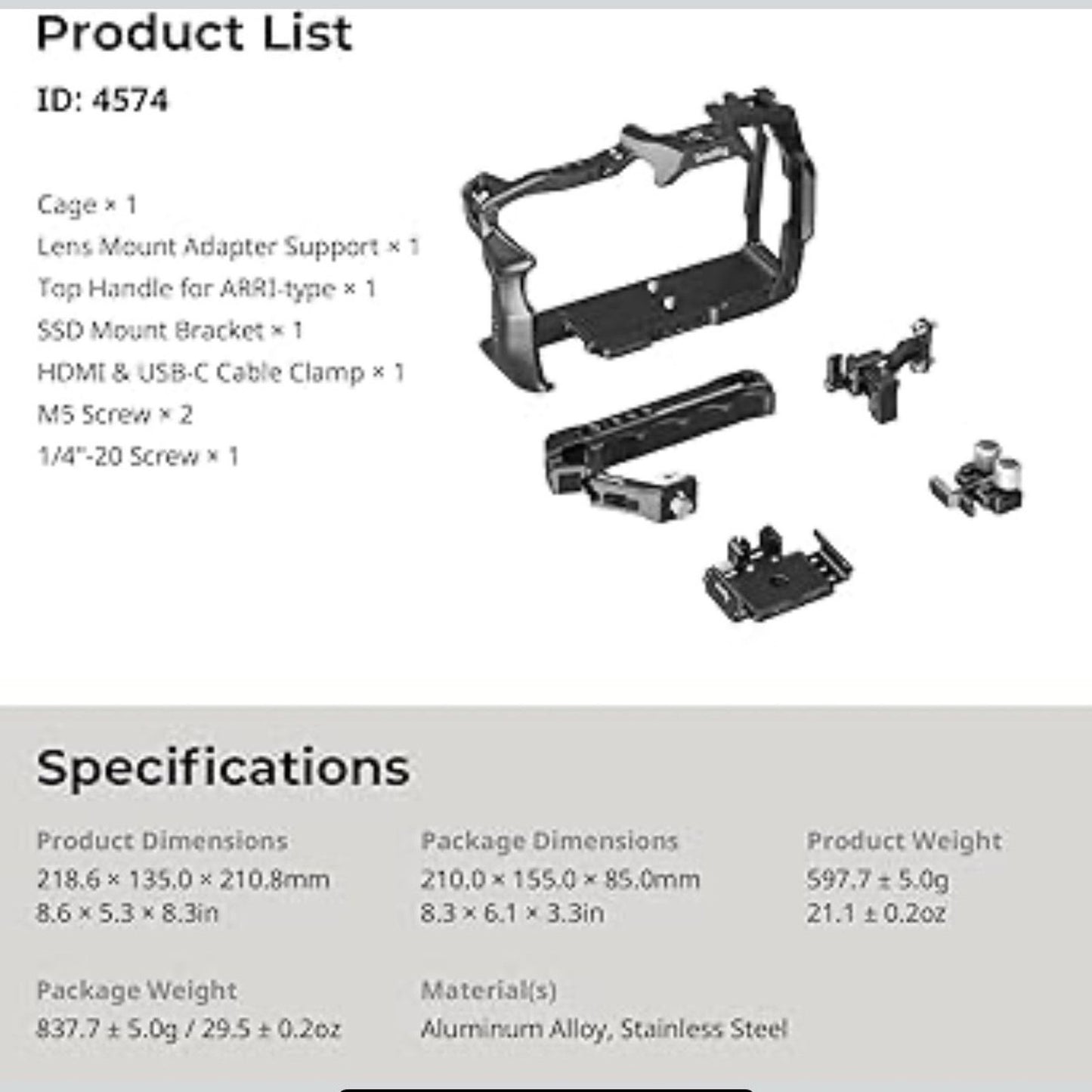 SmallRig Camera Cage Basic Kit BMCC Camera 6K Full Cage Blackmagic Design Cinema