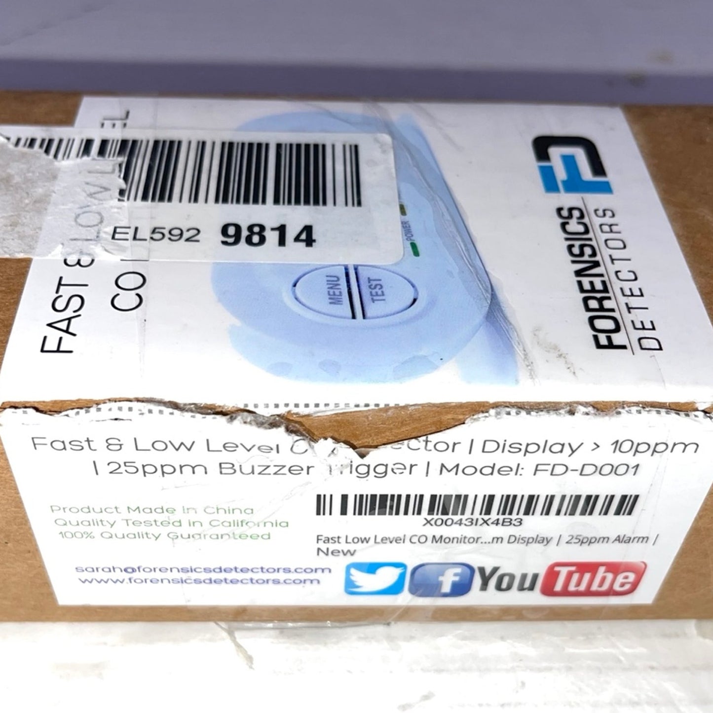 Fast Low Level CO Monitor by Forensics | Offices, Classrooms, Home, Retail | > 10ppm Display | 25ppm Alarm