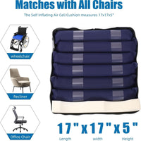 Alternating Pressure Seat Cushion for Wheelchairs with 24 Hour Air Pump Self Inflating Air Cell Cushion Pad for Pressure Relief Ulcer & Bed Sore Prevention Relieve Coccyx Tailbone Pain