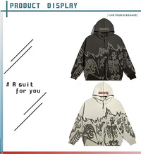 Oversized Skull Skeleton Zip Up Hoodie Jacket (Men)