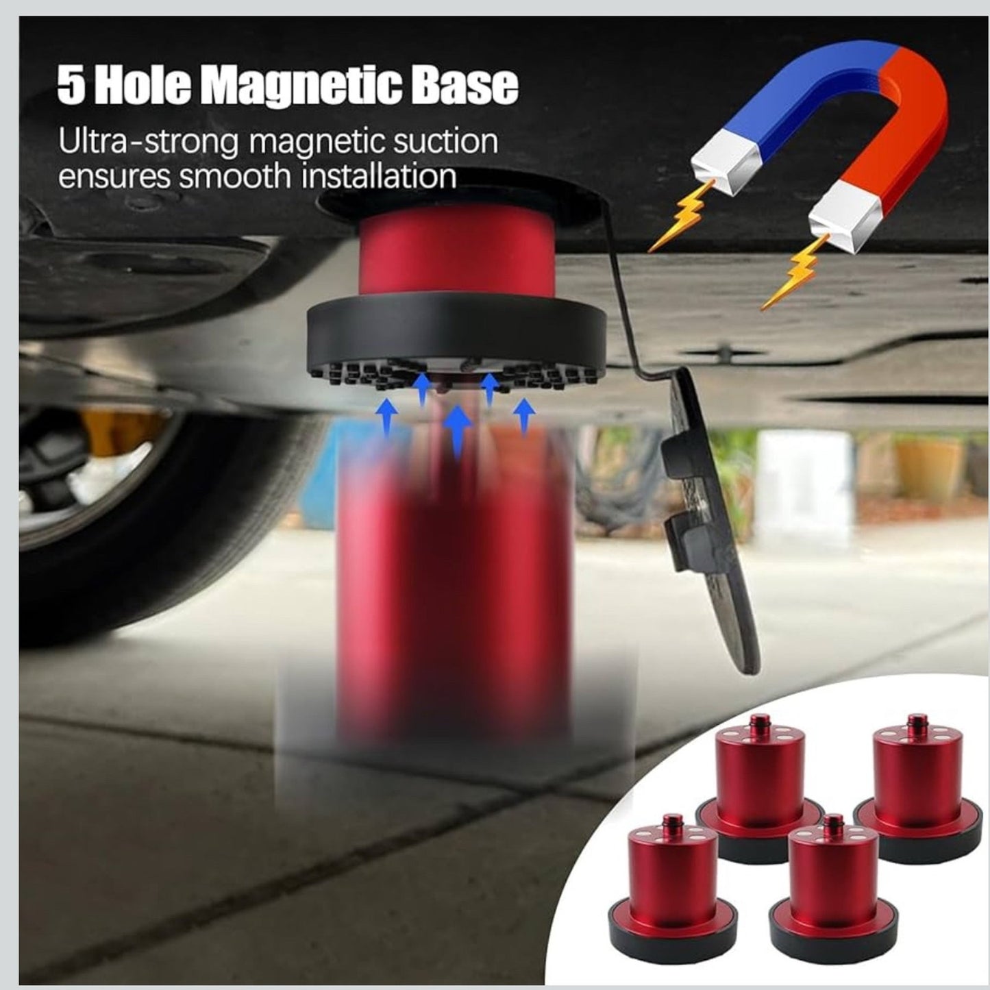 Jack Puck for Rivan R1s R1t Lifting Jack Pads for Rivian R1t R1s Floor Jack Lifting Magnetic Jack Puck for R1S/R1T 4PK Zippered Case 4 Gen - Red