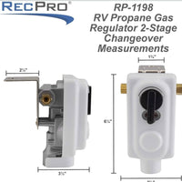 RecPro RV Propane Gas Regulator 2-Stage Auto Changeover | LP Tank Dual Hookup (w