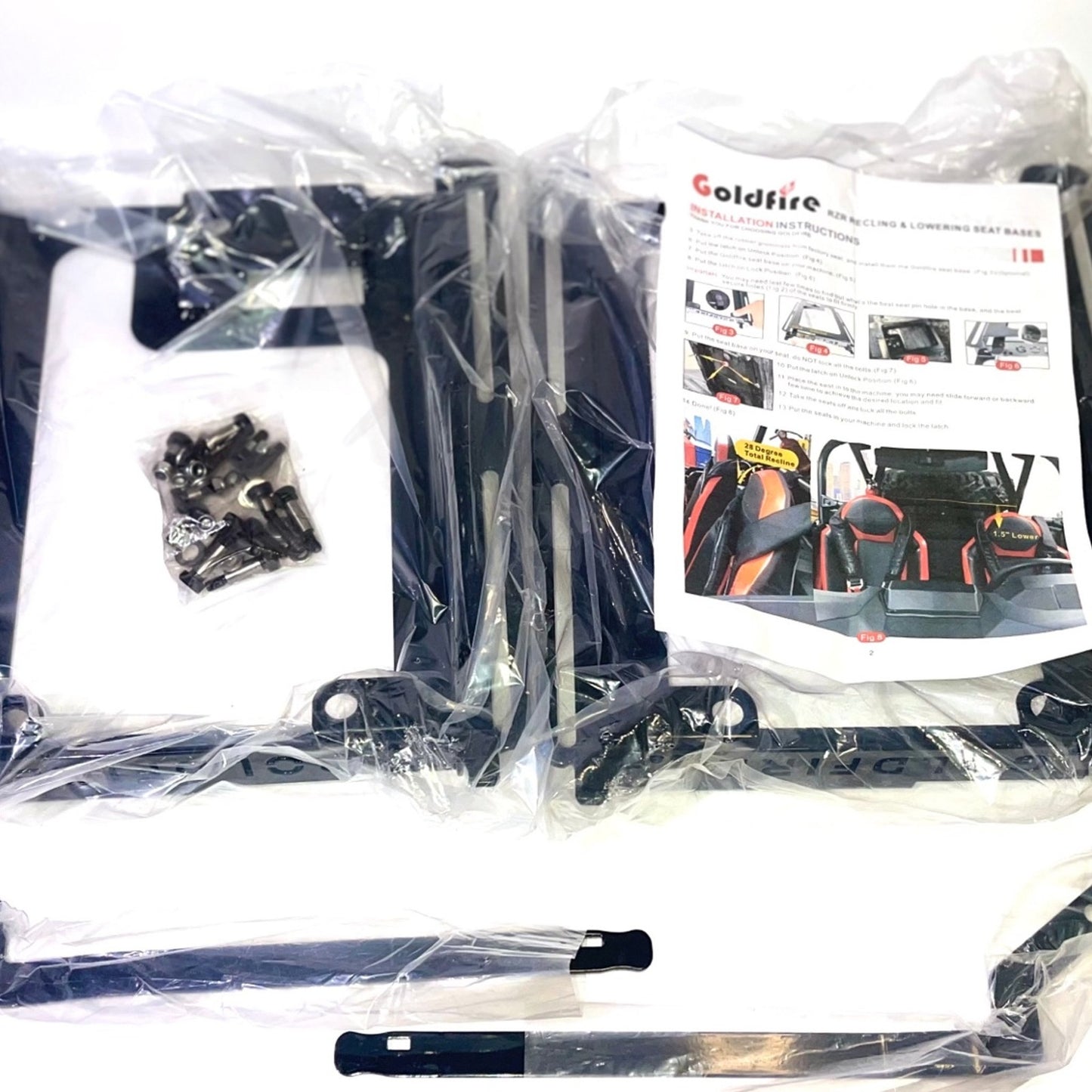 Goldfire RZR Seat ,Universal RZR Seat Lowering Base 1.5" Recline Seat Drop Brackets Mounts for Polaris RZR 800 / 900 / S 1000 / XP 1000 / XP Turbo /General Models