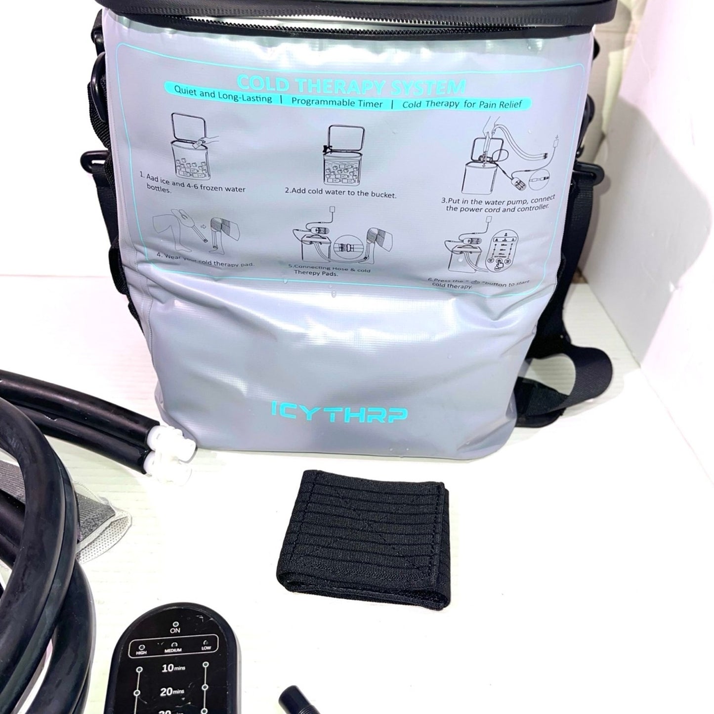 Cold Therapy Machine with Programmable Timer, Portable Ice Machine for Knee After Surgery, Knee Replacement Recovery System for Pain Relief w/Compression Pad for Shoulder, Hip and Ankle