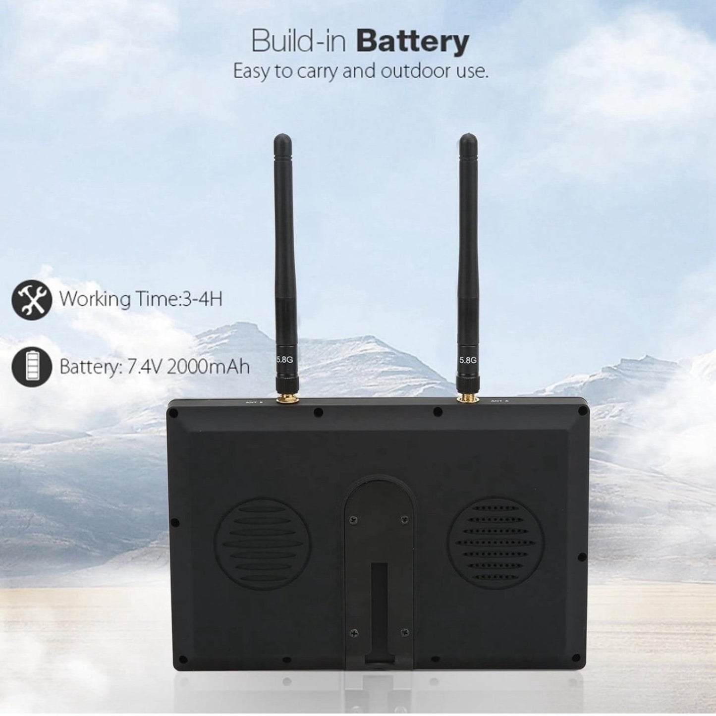 FPV Monitor 7” LCD Video Screen 800 x 480 Resolution, 5.8GHz 40CH DVR Function, RC Drone Display Screen with Auto Search, 2000mAh FPV Receiver for Drone Quadcopter(US Plug)