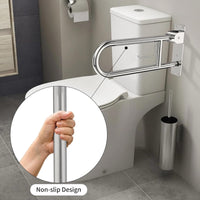 Toilet Grab Bar 22” Flip Up Grab Bar Paper Holder, Polished Chrome Anti-Slip Safety Bars for Toilet, Stainless Steel Knurled Toilet Handles for Seniors Disabled Elderly Pregnant YuanDe