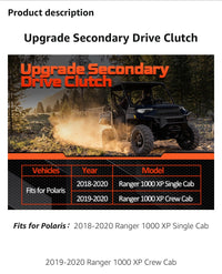 Secondary Drive Clutch 1323450 for 2019-2020 Polaris Ranger XP 1000, Ranger Crew XP 1000 1323451 1323564