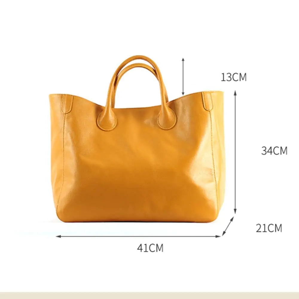 Oversized Genuine Cowhide Leather Tote Bag (Women)