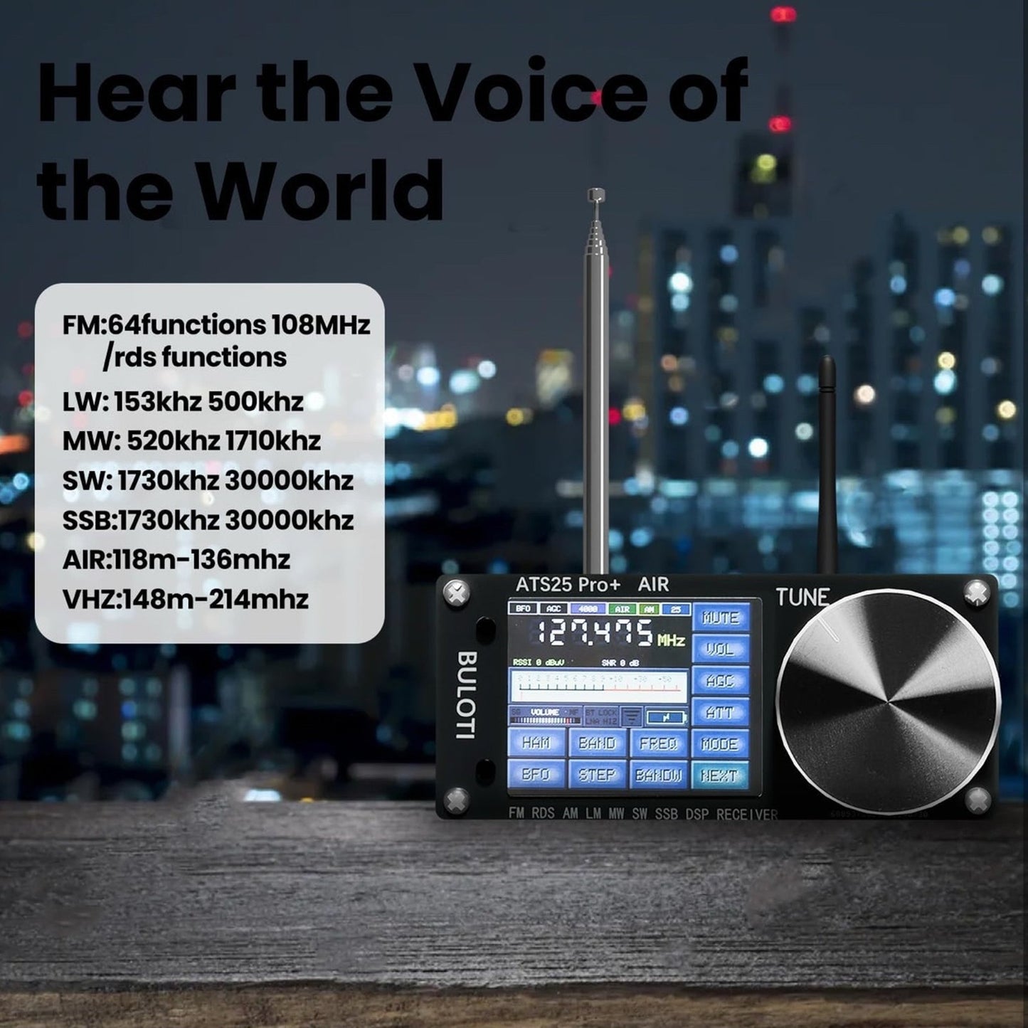 ATS25pro+ AIR Radio Portable AM FM, Bluetooth WiFi Radio AIR Band, FM SW SSB MW