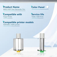 84053 HDP Retransfer Film, 84053 Clear Transfer Film, Replacement for Fargo 84053 Film for Fargo HDP5000 / HDPii, Yields 1500 Prints