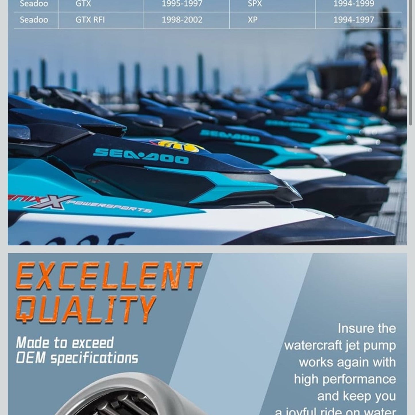 Complete Jet Pump Rebuild Kit Impeller Removal Installation Tool Fit for 1994-2002 SeaDoo RFI GS GSI GSX GTI GTX HX SP SPI SPX XP