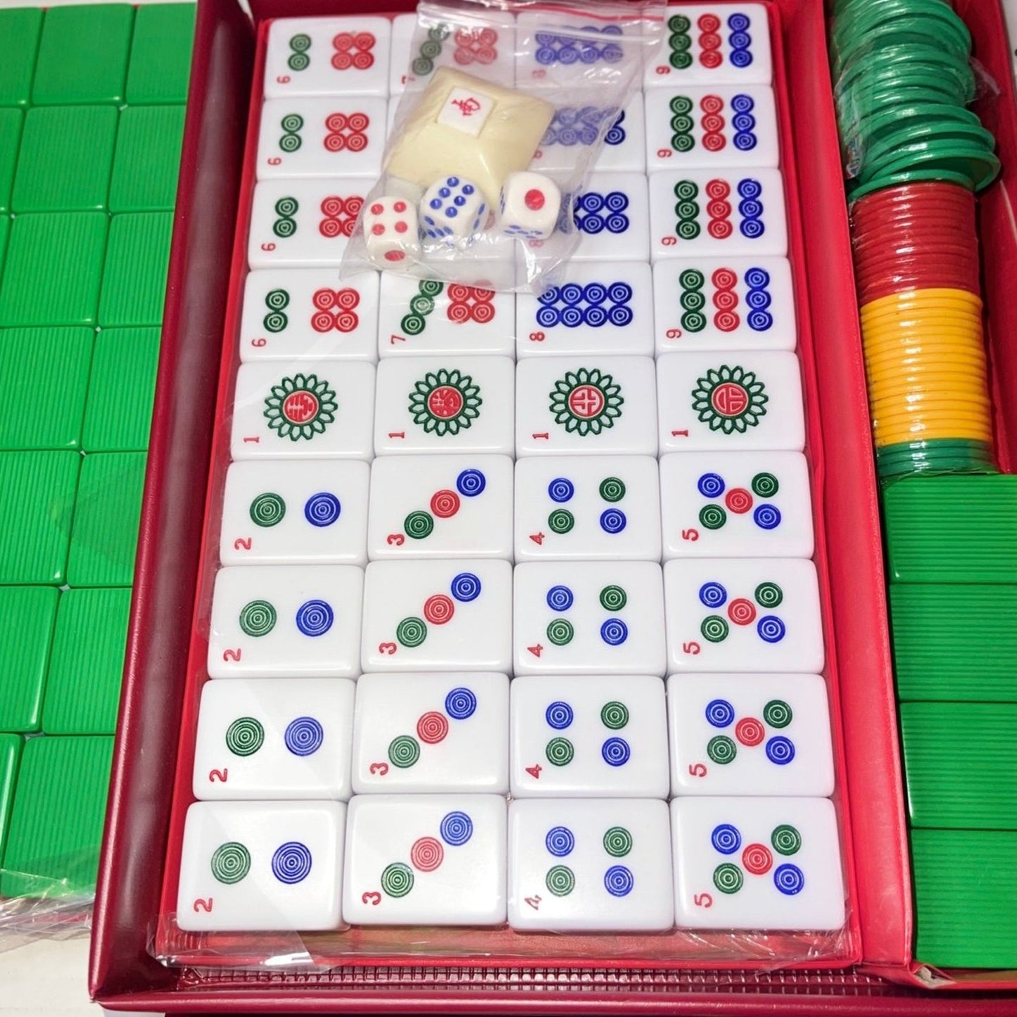 Mose Cafolo Chinese Mahjong Set X-Large 146 Numbered Melamine 1.5" Large Size Tile with Carrying Travel Case, English Manual, Pro Complete Mahjongg Game Set (Majiang, Mah Jongg)