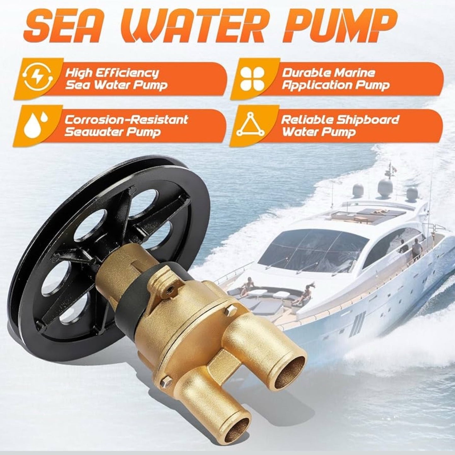 3858847 Sea Water Pump 6.5" Pulley for Volvo Penta OMC for MD thru NC 1994-1996 Replaces OE 3855778 3852398 3851623