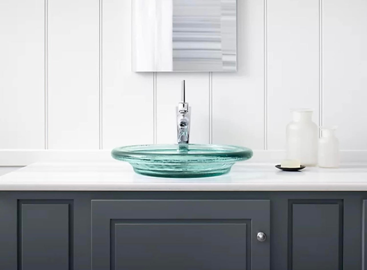 KOHLER Spun Glass Vessels Above Counter Glass Lavatory Sink-Ice New Open Box 2276-B11 17-1/2"