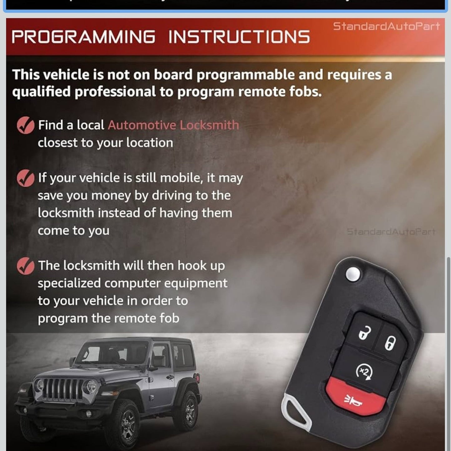 Car Chip Smart Flip Key for Jeep Gladiator Wrangler 2018 2019 2020 2021 OHT1130261 (4 Button)