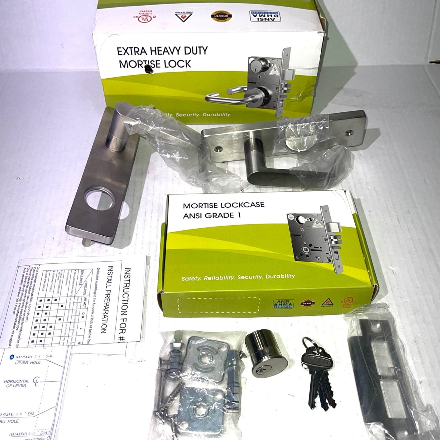 Commercial Heavy Duty Mortise Lock Escutcheon Plate Handle Set for Entrance/Office Front Door F20