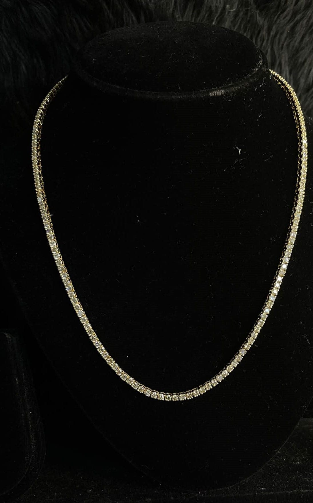 Natural Diamond Tennis Chain 18" 14K Yellow Gold 11.09 CT  0.05 Stone VS2 - SI1