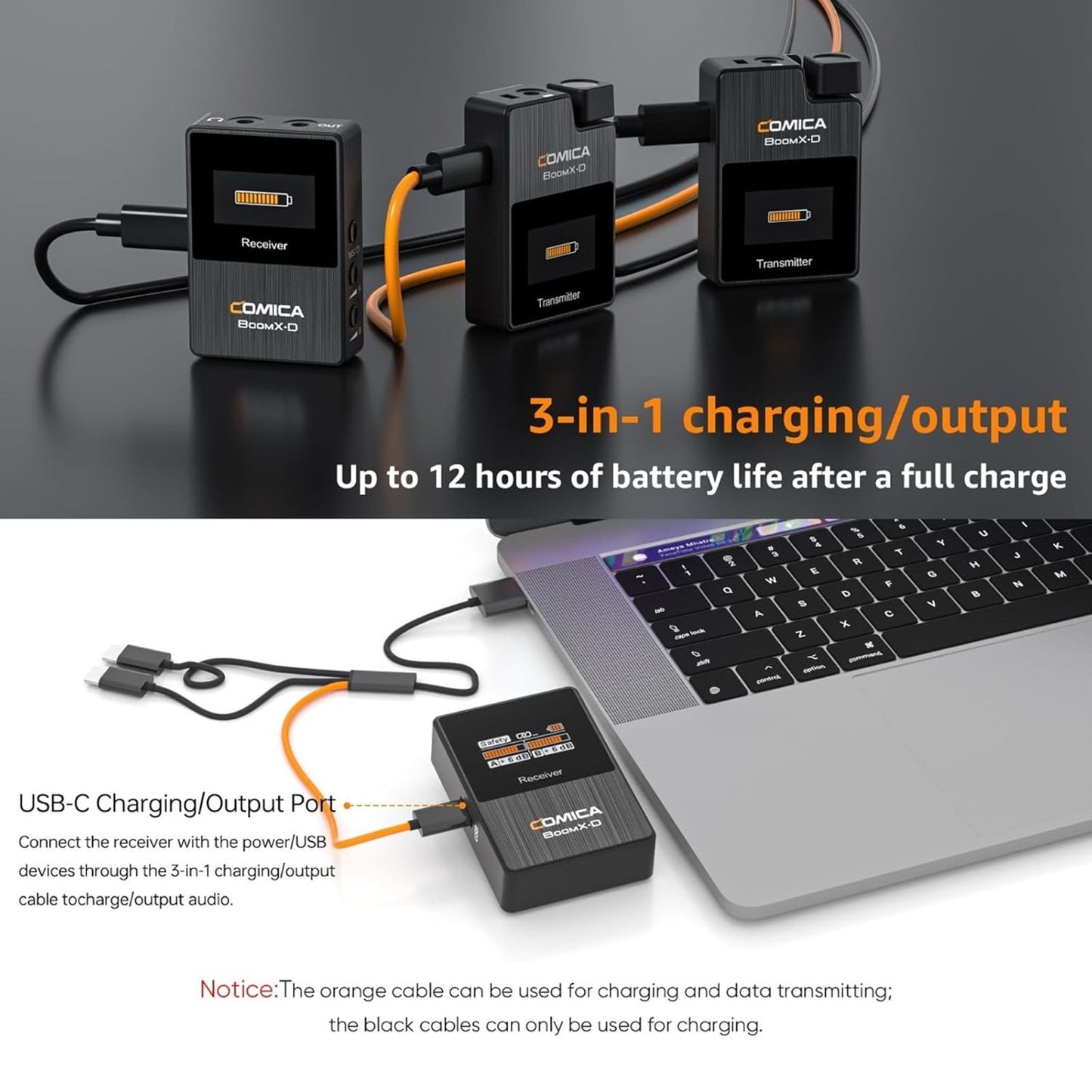 COMICA BoomX-D2 Wireless Lavalier Microphone, 2.4G Dual Lapel Mic with 2 Transmitters, Noise Cancellation, 656ft Range, with iPhone, Android, Camera, for YouTube Video Recording Streaming