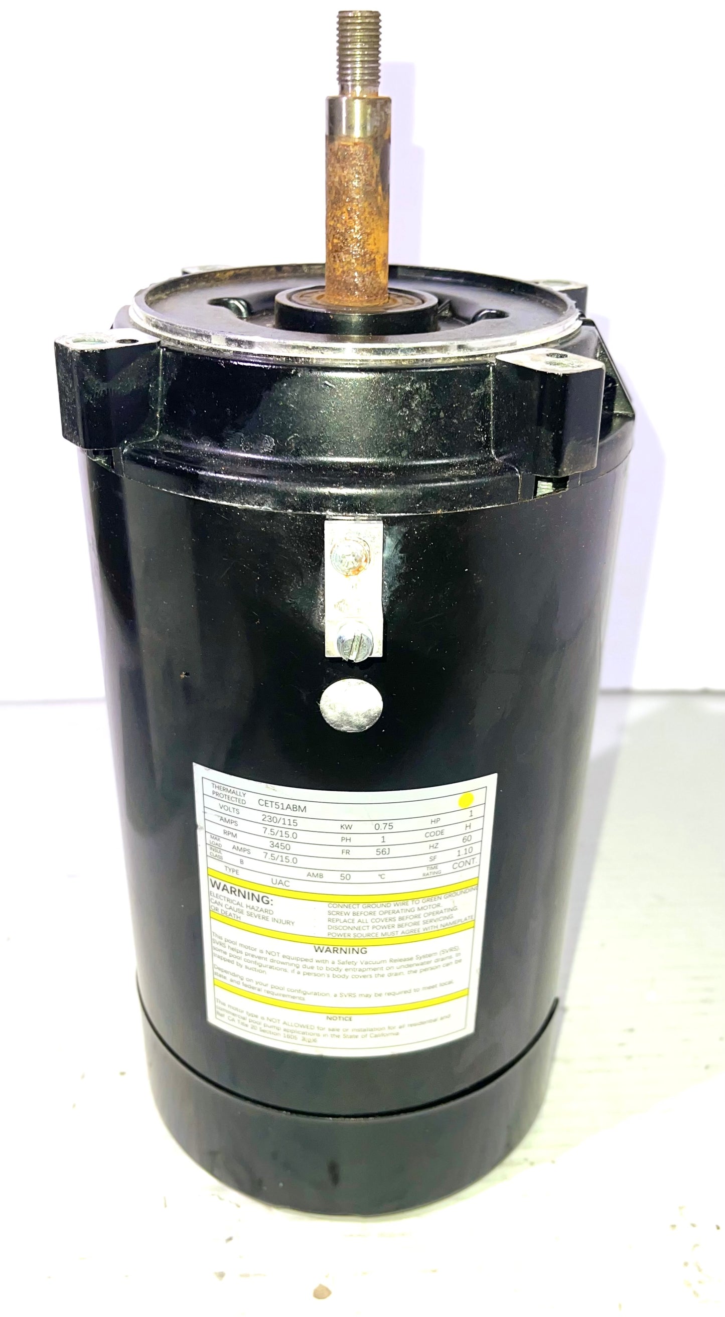 UST1102 1HP Swimming Pool Pump Motor With PS-201 Seal Kit for Hayward Super Pump, Super II, Max Flow, Northstar & Ja-Cuzzi Magnum Pump| 1 HP Single Speed Round C-Face Pool Motor, 115/230V