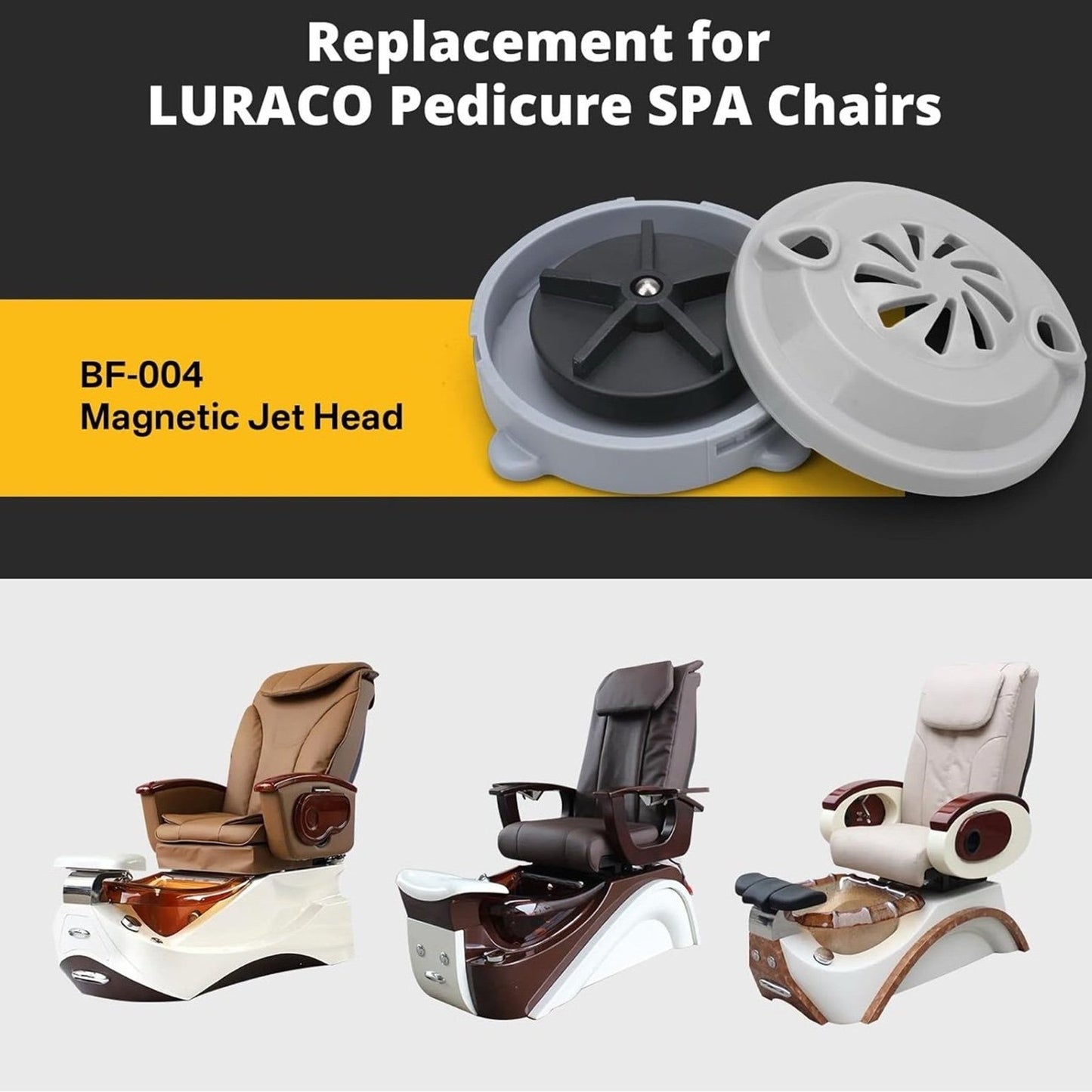 superbobi 5X BF-004 Pipeless Magnetic Jet Head Motor Replacement for LURACO Jet Motor Pedicure SPA Tubs Chair Part Magnetic Head (4 pin)