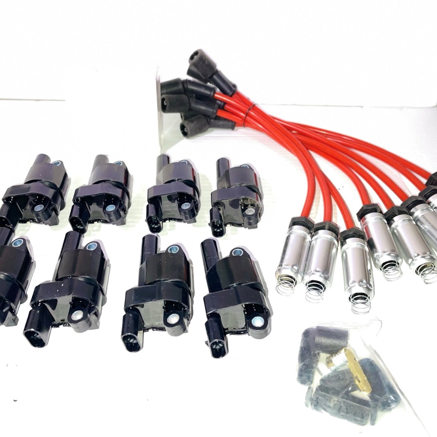 8X UF414 Round Ignition Coils Pack & Iridium Spark Plugs Wires Set for Chevrolet Corvette Avalanche Silverado 1500 2500 3500 GMC Savana 1500 2500 Cadillac Escalade