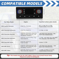 599-211XD A/C Heater Climate Control Module Panel Switch for 2003 Chevy Silverad